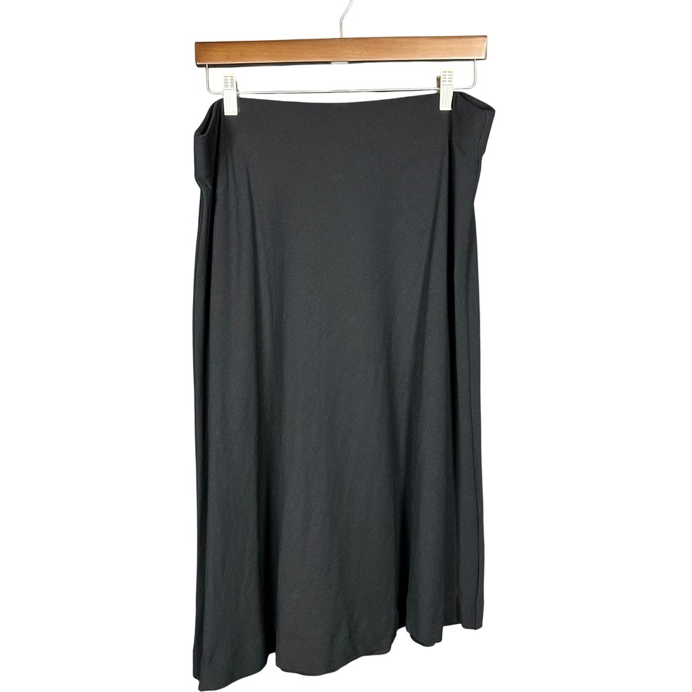 J.Jill Black Asymmetric Ponte Knit‎ Skirt L Pull On Minimalist Office Casual